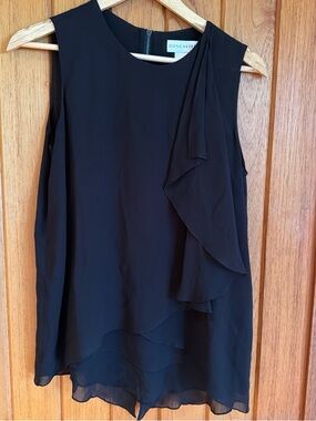 Doncaster Black Sleeveless Layered Silk Top
